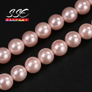 Pink Shell Pearl Round Beads 15.7 Inch - Jewelry Making
