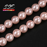 Pink Shell Pearl Round Beads 15.7 Inch - Jewelry Making