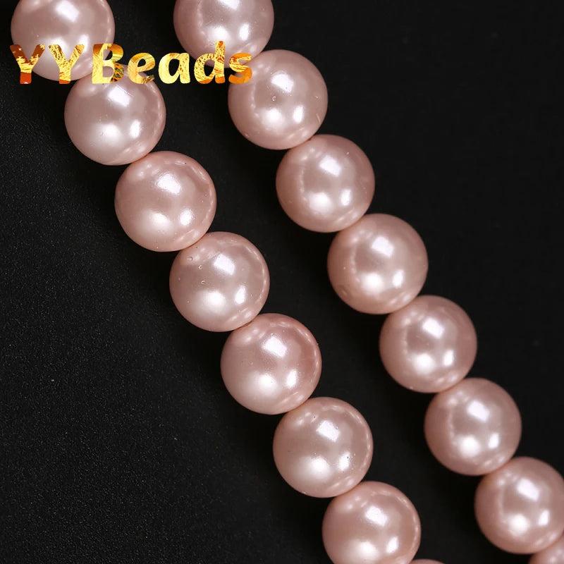 5A Natural Pink Seashell Pearls Beads Round Loose Beads