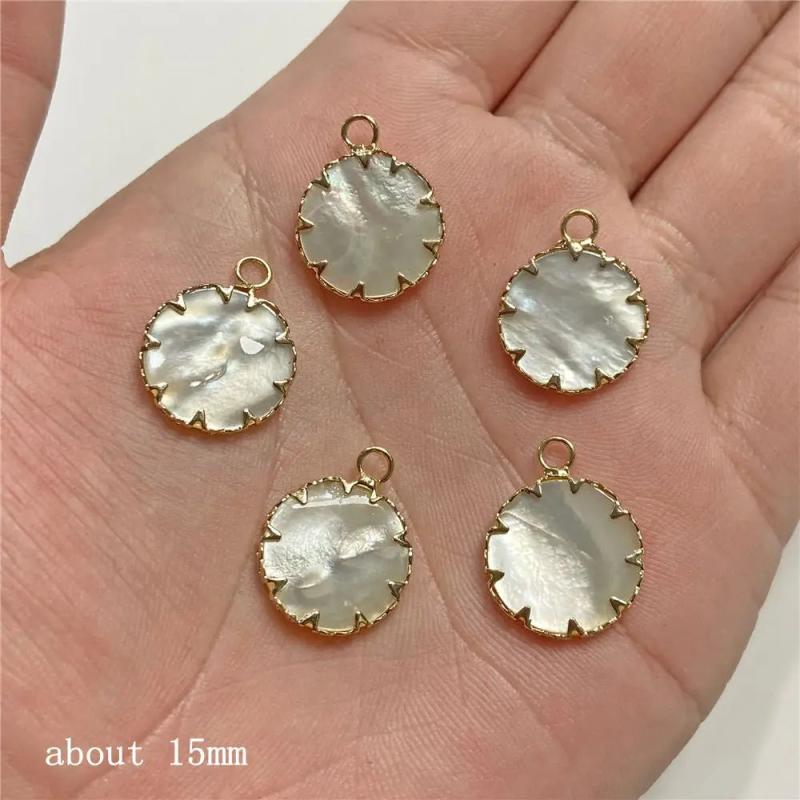 2 Holes Shell Round Connectors Mother of Pearl Pendant for DIY Jewelry Making