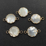 2 Holes Shell Round Connectors Mother of Pearl Pendant for DIY Jewelry Making