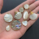 2 Holes Shell Round Connectors Mother of Pearl Pendant for DIY Jewelry Making