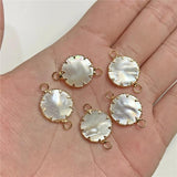 2 Holes Shell Round Connectors Mother of Pearl Pendant for DIY Jewelry Making