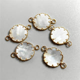 2 Holes Shell Round Connectors Mother of Pearl Pendant for DIY Jewelry Making