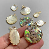 2 Holes Shell Round Connectors Mother of Pearl Pendant for DIY Jewelry Making