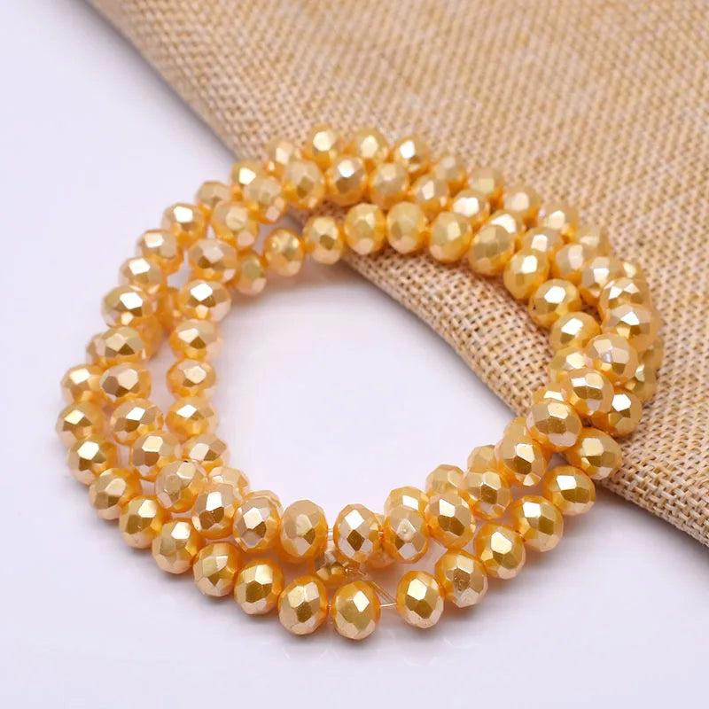 6 8mm Faceted Crystal Glass Beads Pearl Spacer DIY Necklace