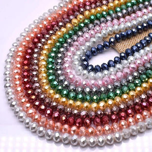 6 8mm Faceted Crystal Glass Beads Pearl Spacer DIY Necklace