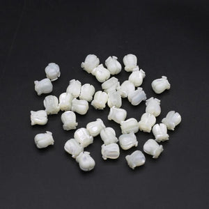 5pcs Mother of Pearl Shell Beads Carved Tulip Rose Seashell Loose Bead