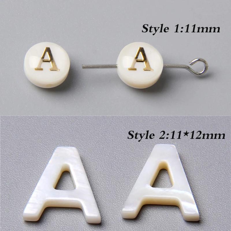26 Letter A-Z Mother Of Pearl Beads Shell Alphabet Bead For Jewelry Making
