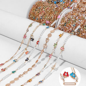 Stainless Steel Butterfly Charm Chains with Colorful Crystals Beads