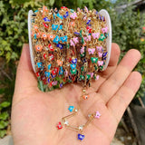 Stainless Steel Butterfly Charm Chains with Colorful Crystals Beads