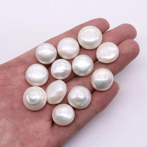 18mm Natural Freshwater Pearl Bead Flat Round for DIY Jewelry Making