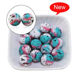 10pcs Rainbow Swirl Print Silicone Beads 15MM for Jewelry Necklaces Pen