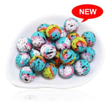 10pcs Rainbow Swirl Print Silicone Beads 15MM for Jewelry Necklaces Pen