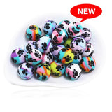 10pcs Rainbow Swirl Print Silicone Beads 15MM for Jewelry Necklaces Pen