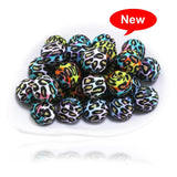 10pcs Rainbow Swirl Print Silicone Beads 15MM for Jewelry Necklaces Pen
