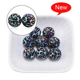 10pcs Rainbow Swirl Print Silicone Beads 15MM for Jewelry Necklaces Pen