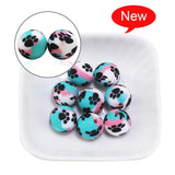 10pcs Rainbow Swirl Print Silicone Beads 15MM for Jewelry Necklaces Pen