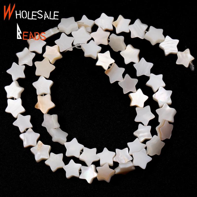 Mother of Pearl Star Spacer Beads 6-15mm 15''