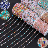 Colorful Evil Eye Beads Chains Stainless Steel Link Pearl Beaded Chains