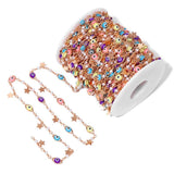 Colorful Evil Eye Beads Chains Stainless Steel Link Pearl Beaded Chains