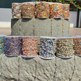 Colorful Evil Eye Beads Chains Stainless Steel Link Pearl Beaded Chains