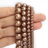 4/6/8/10mm Coffee Glass Pearls Beads Smooth Round Beads For Jewelry DIY