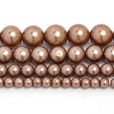 4/6/8/10mm Coffee Glass Pearls Beads Smooth Round Beads For Jewelry DIY