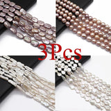 3Pcs Natural Pearl Baroque Beads Round Cross Button DIY Jewelry Making