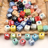8mm Cube Ceramic Beads Evil Eye Jewelry Making Charms