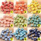 8mm Cube Ceramic Beads Evil Eye Jewelry Making Charms