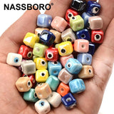 8mm Cube Ceramic Beads Evil Eye Jewelry Making Charms
