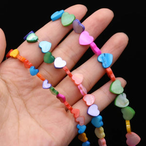 Natural 8/10/12mm Heart Shell Beads Colorful Mother of Pearl Loose Beads