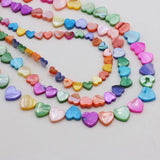 Natural 8/10/12mm Heart Shell Beads Colorful Mother of Pearl Loose Beads