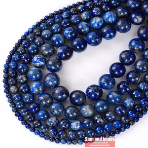 100% Natural Lapis Lazuli Round Loose Beads 15''