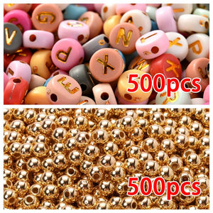 1000Pcs Mix Pearl Letter Acrylic Beads CCB Spacer Beads for Bracelets Necklace