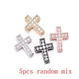 5pcs CZ Cross Beads for Bracelet DIY Jewelry Making