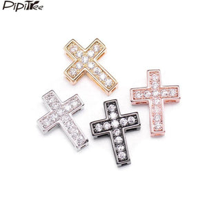 5pcs CZ Cross Beads for Bracelet DIY Jewelry Making