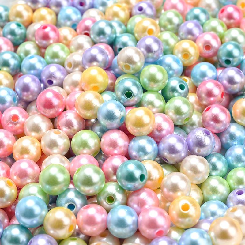 100/200/300pcs Plating Acrylic Spacer Beads Round Loose Beads DIY Jewelry Making
