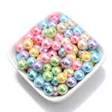 100/200/300pcs Plating Acrylic Spacer Beads Round Loose Beads DIY Jewelry Making