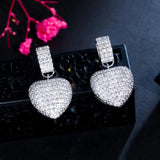 CWWZircons Heart Shape Dangle Drop Earrings CZ175