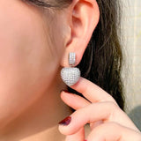 CWWZircons Heart Shape Dangle Drop Earrings CZ175