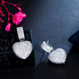 CWWZircons Heart Shape Dangle Drop Earrings CZ175
