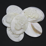 Freshwater Shell Beads Oval Carving Pendant Mother Of Pearl DIY Jewelry Making