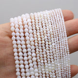 14'' Shell Micro Faceted Beads Round Mother of Pearl DIY Jewelry Making