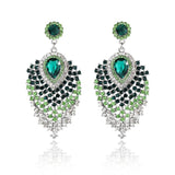 Silver Plated Crystal Drop Earrings Rhinestones Long Earrings for Women