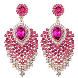 Silver Plated Crystal Drop Earrings Rhinestones Long Earrings for Women