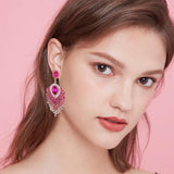 Silver Plated Crystal Drop Earrings Rhinestones Long Earrings for Women