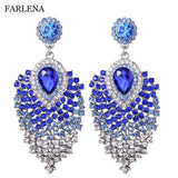 Silver Plated Crystal Drop Earrings Rhinestones Long Earrings for Women