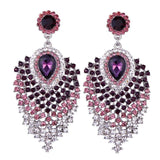 Silver Plated Crystal Drop Earrings Rhinestones Long Earrings for Women